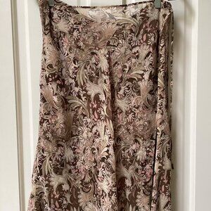 Cato pink and brown flowered wrap skirt, size large